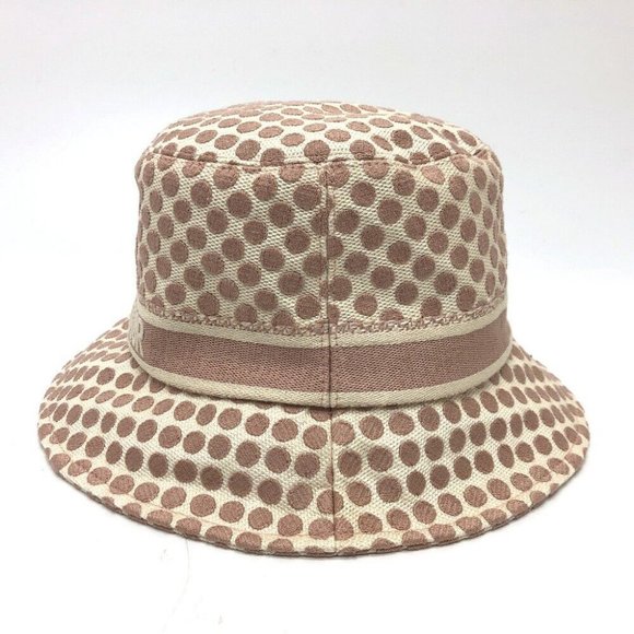 Auth Christian Dior 05DDO923I156 Logo dots hat cotton / polyester pink/White - Picture 1 of 12